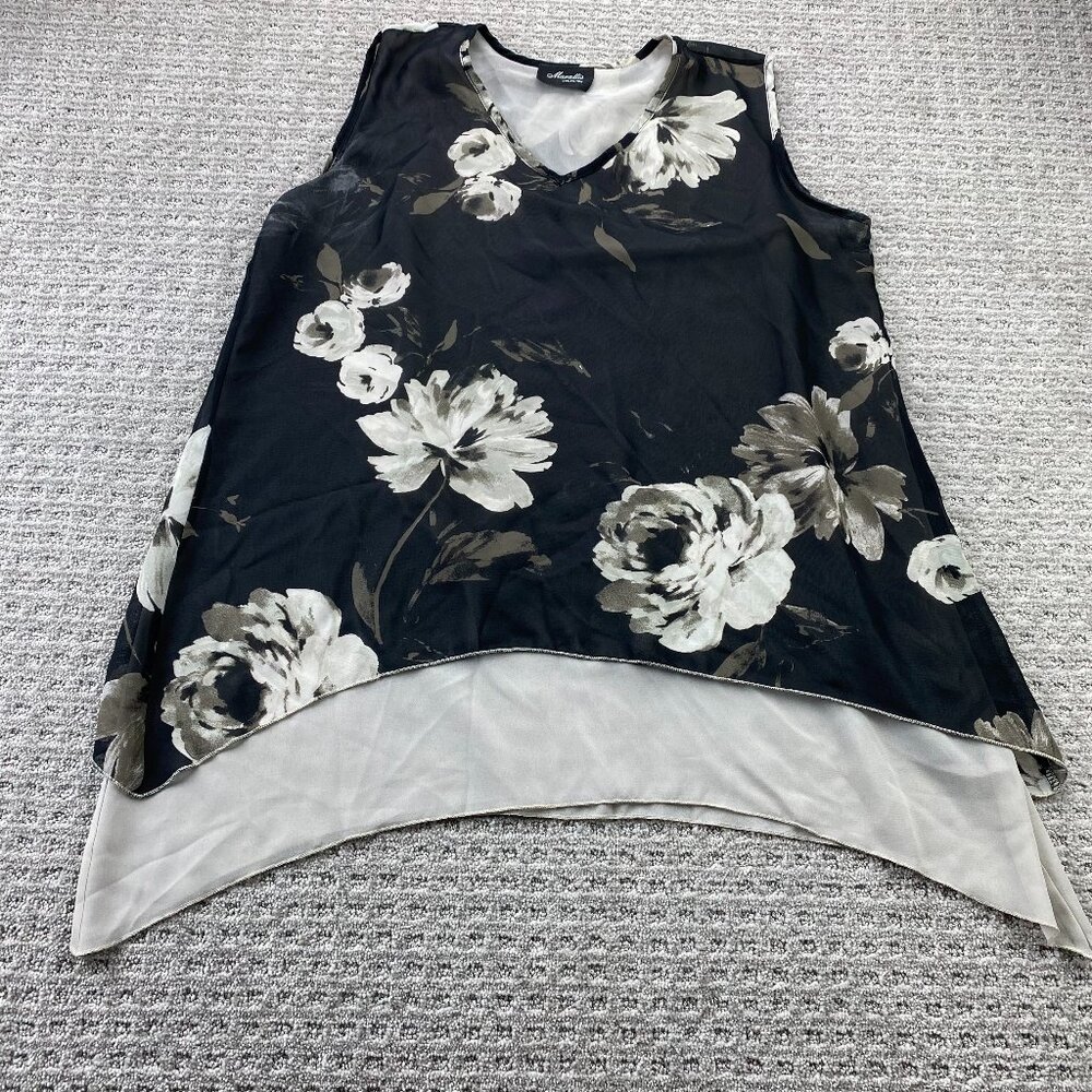Marallis Collection Women's Shirt Blouse Floral Black